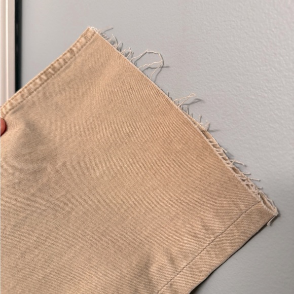 NWT Mango MNG Sienna Kick Flare Crop jeans Sand High Rise Fray Hem Denim Size 1 - Picture 5 of 8